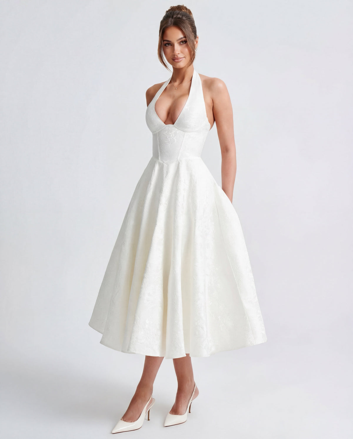Alexandra | Halter Structured Midi Dress