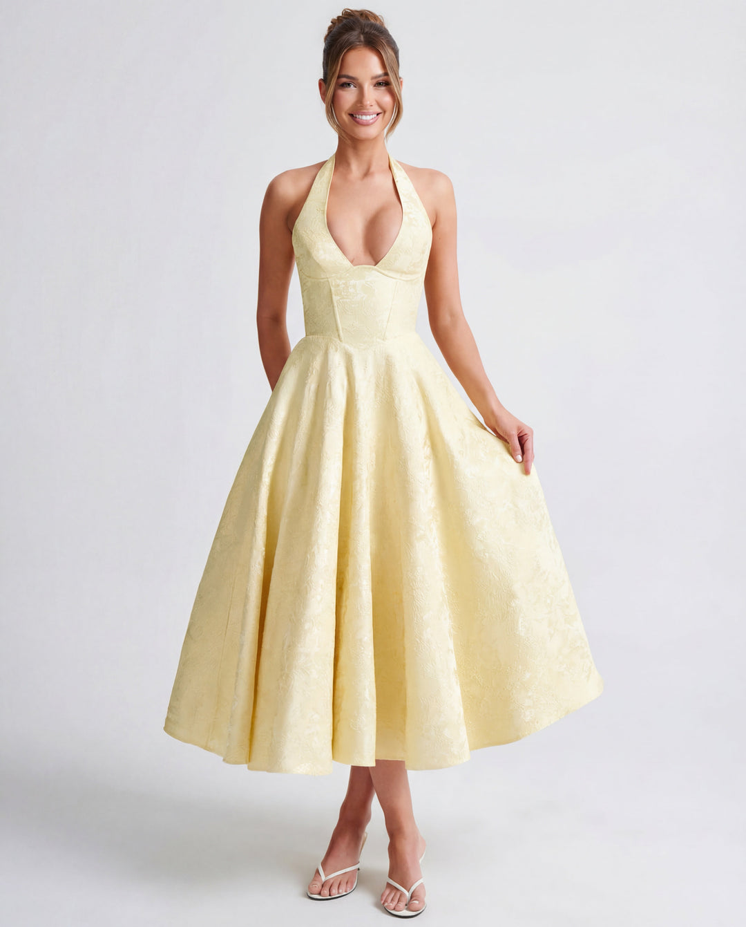Alexandra | Halter Structured Midi Dress