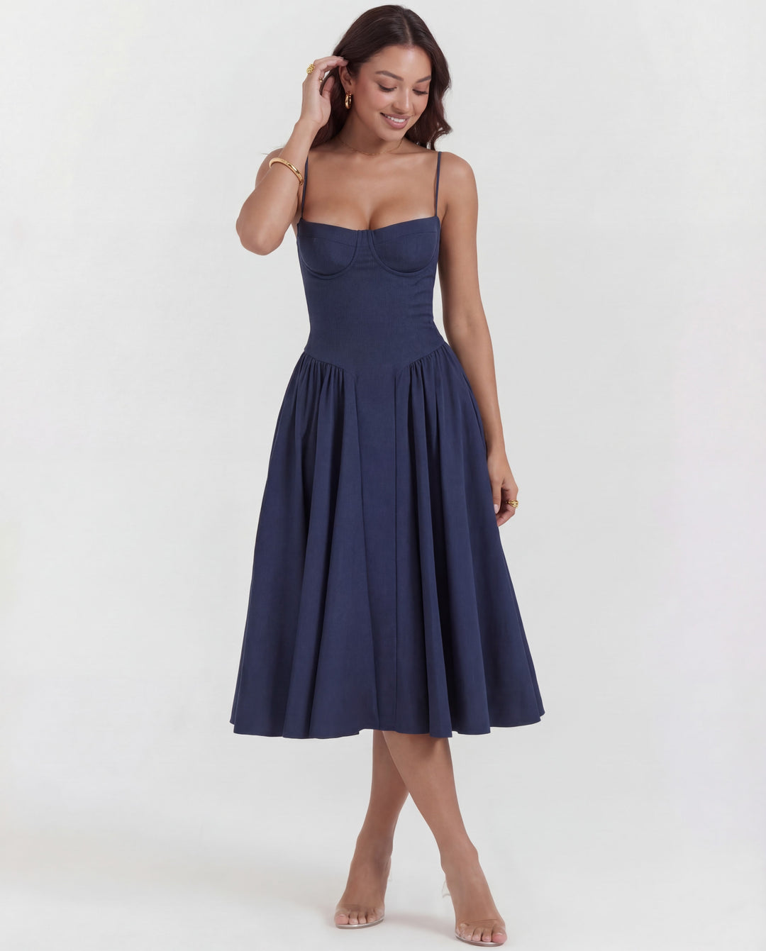 Penelope | Sweetheart-Neck Structured Midi Dress