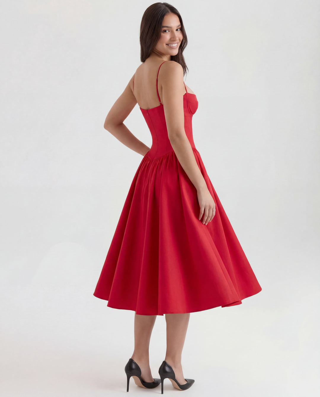 Penelope | Sweetheart-Neck Structured Midi Dress