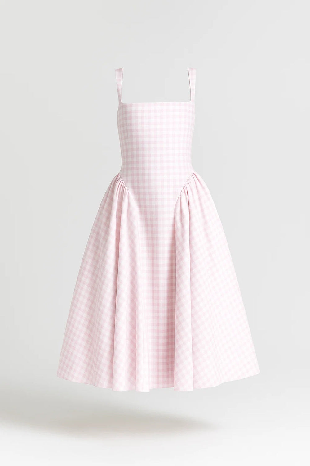 Robyn | Check Square-Neck Midi Dress