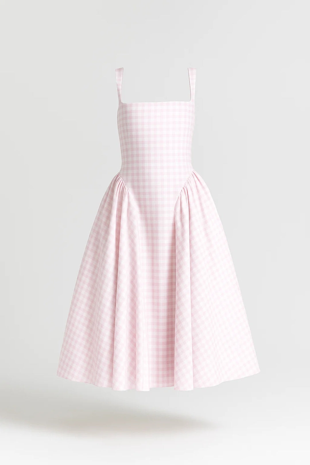 Robyn | Check Square-Neck Midi Dress