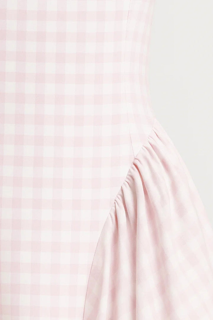 Robyn | Check Square-Neck Midi Dress