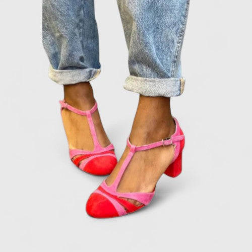 Genevieve | Berry Ankle-Strap Heels