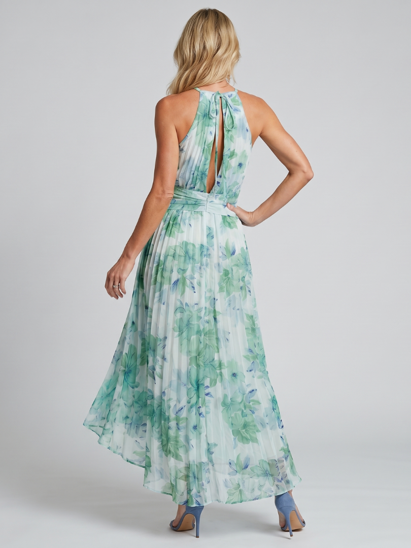 Seraphina | Pleated Keyhole Midi Dress