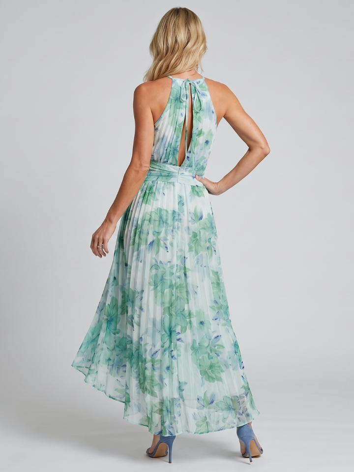 Seraphina | Pleated Keyhole Midi Dress