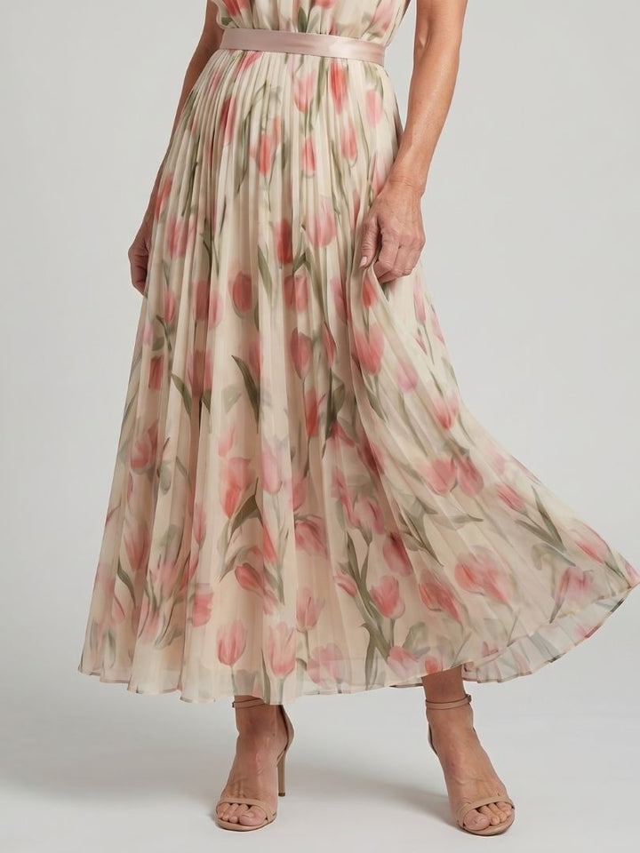 Claudia | Belted Floral Midi Dress