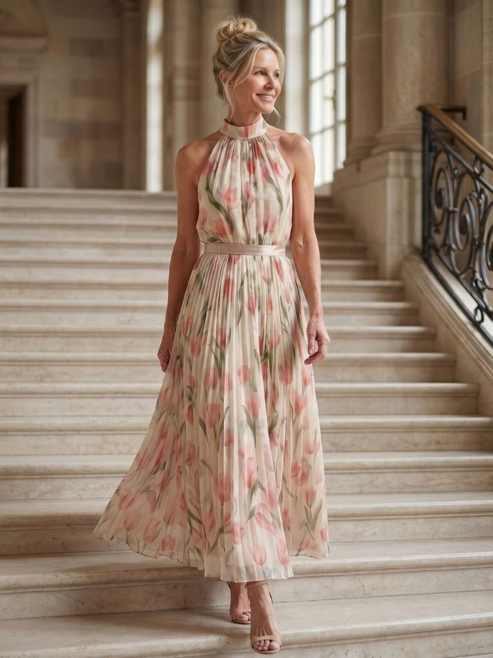 Claudia | Belted Floral Midi Dress