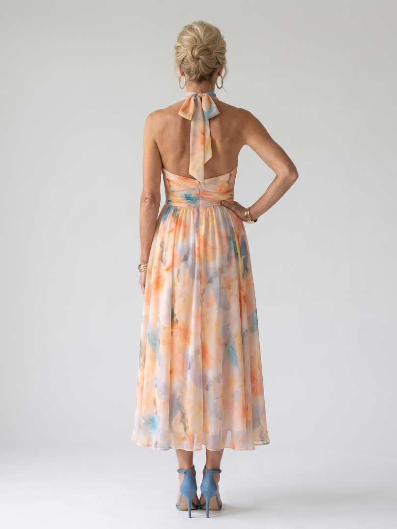 Matilda | Gathered Halter Midi Dress