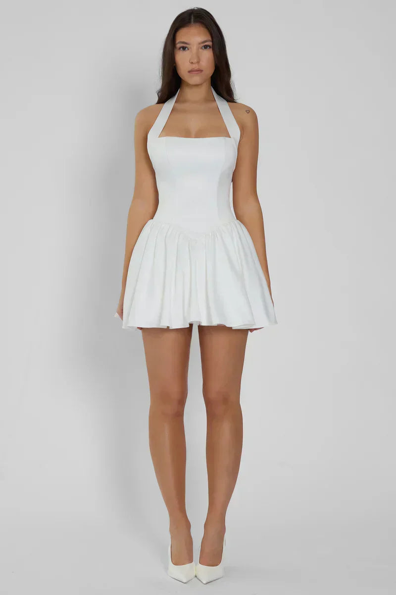 Nicola | Pleated Halter Mini Dress