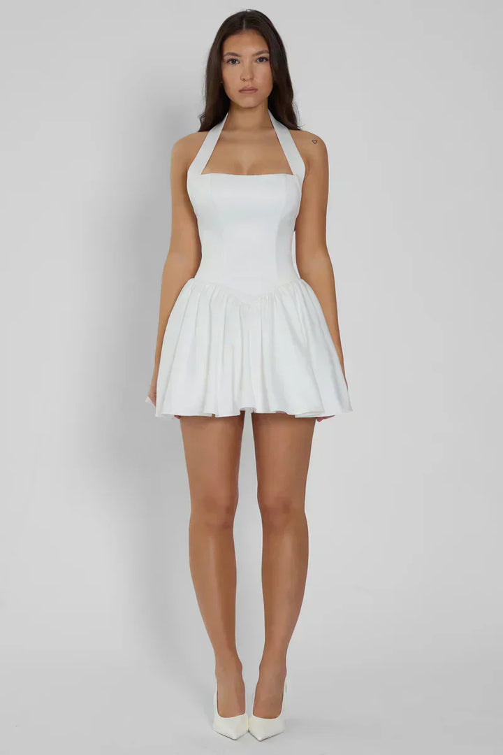 Nicola | Pleated Halter Mini Dress