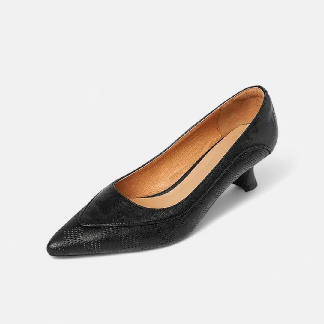 Alexandra | Embossed Kitten Heels