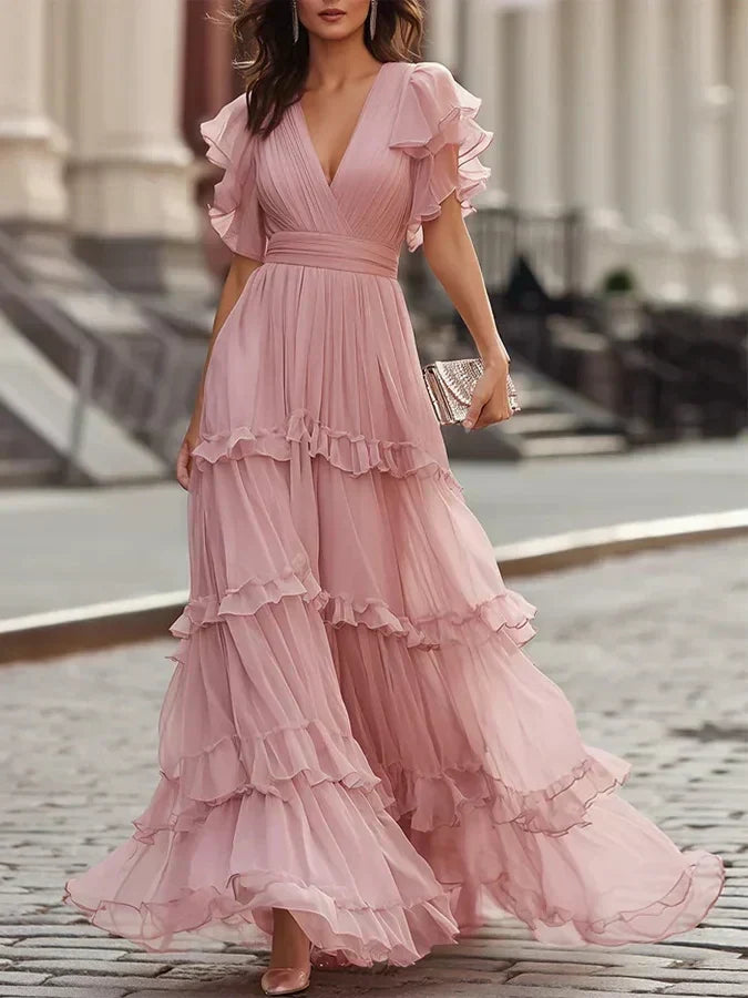 Felicity | Light Pink Elegant Wedding Maxi Dress