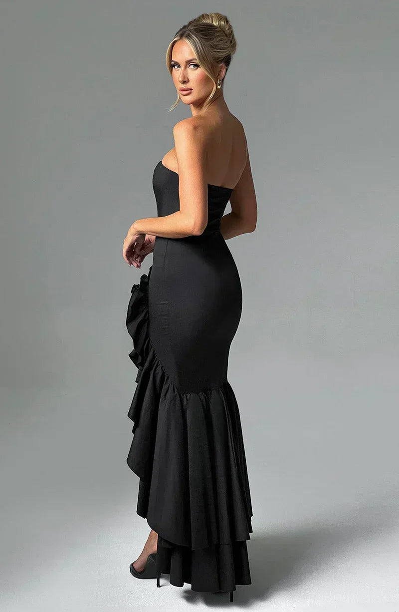 Susan | Asymmetric Strapless Maxi Dress