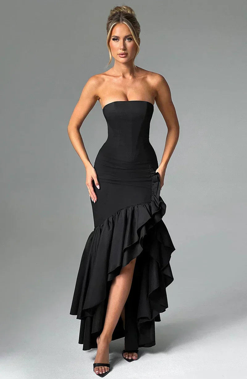 Susan | Asymmetric Strapless Maxi Dress