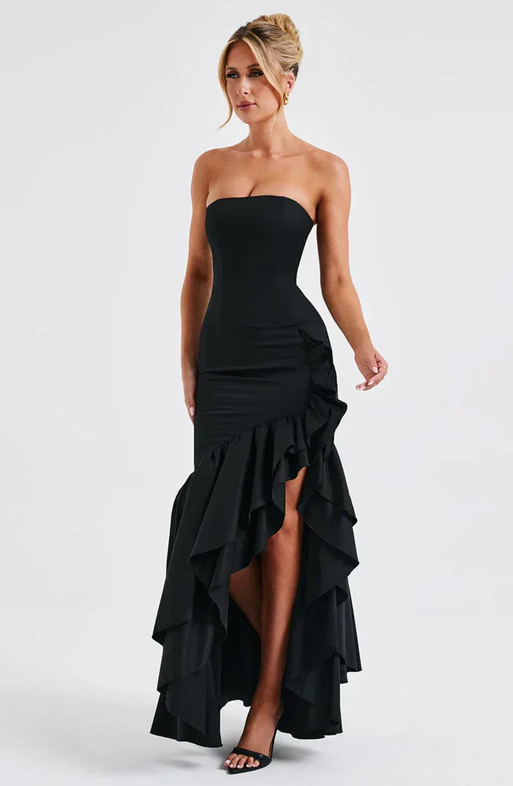 Susan | Asymmetric Strapless Maxi Dress