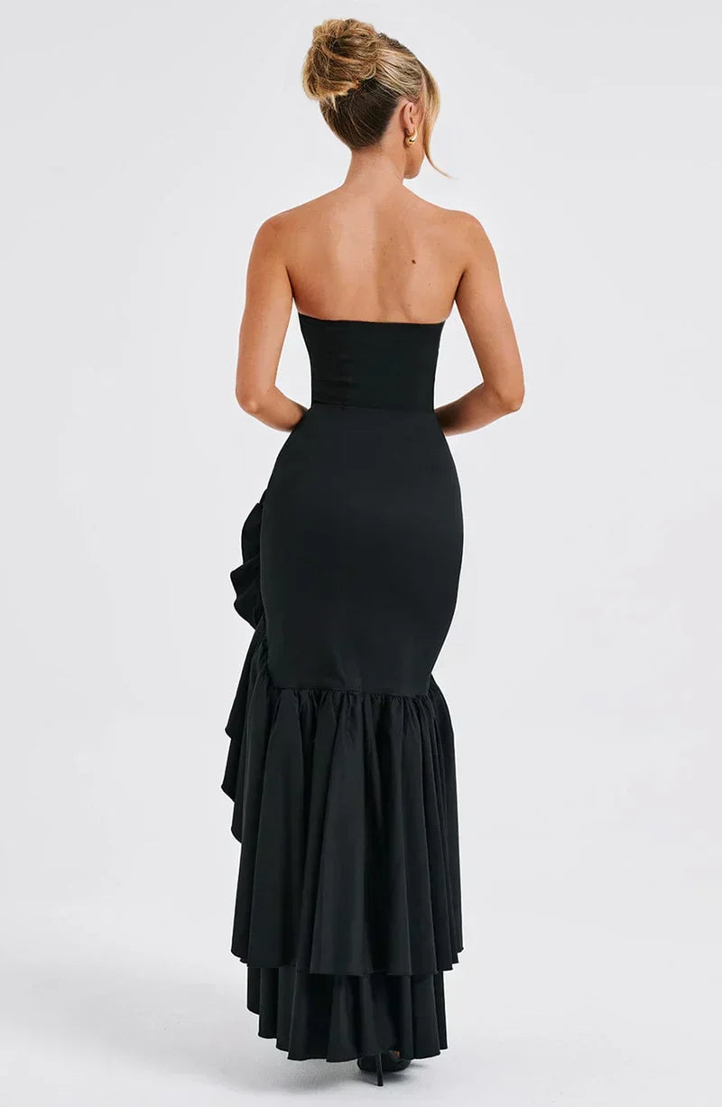 Susan | Asymmetric Strapless Maxi Dress