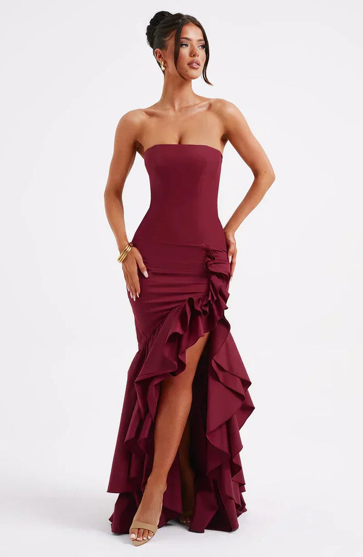Susan | Asymmetric Strapless Maxi Dress