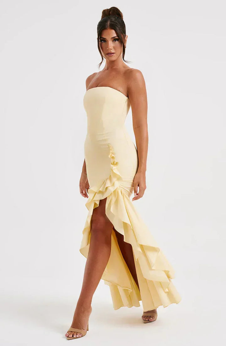 Susan | Asymmetric Strapless Maxi Dress