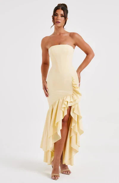 Susan | Asymmetric Strapless Maxi Dress