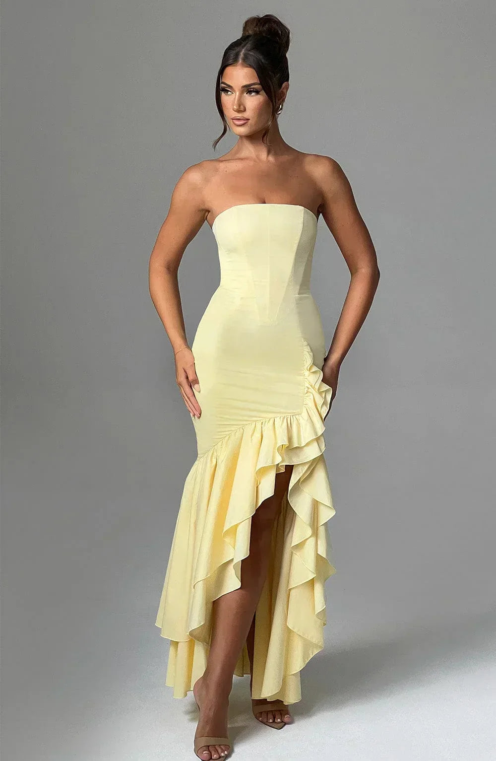 Susan | Asymmetric Strapless Maxi Dress