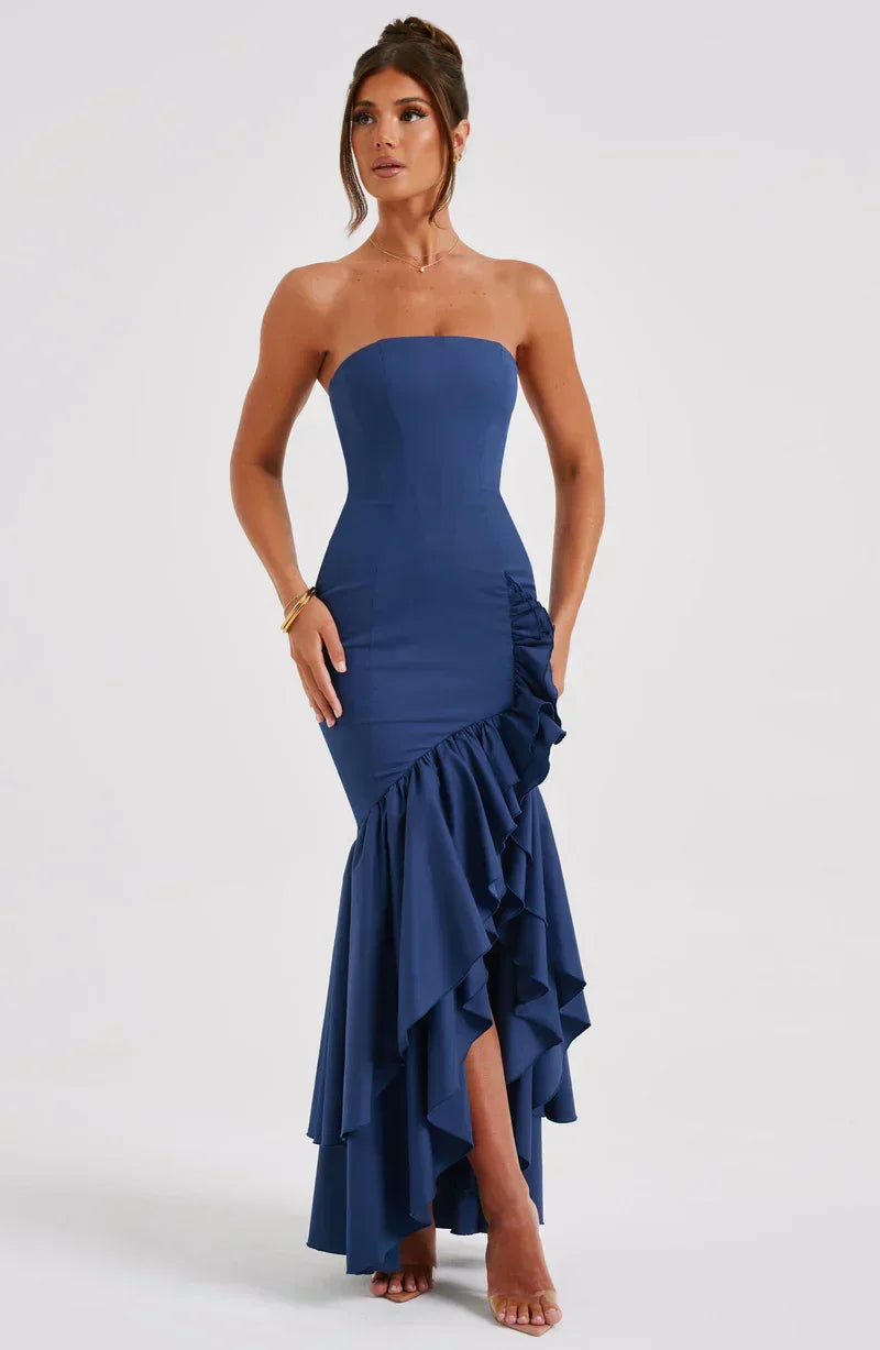 Susan | Asymmetric Strapless Maxi Dress