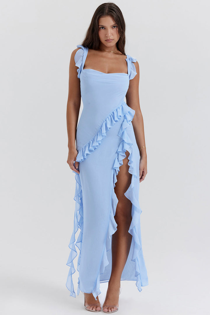 Margaret | Square-Neck Ruffle Maxi Dress
