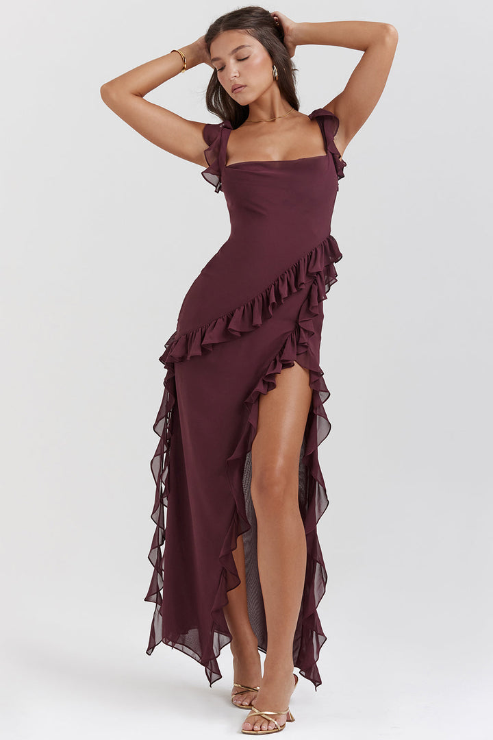 Margaret | Square-Neck Ruffle Maxi Dress