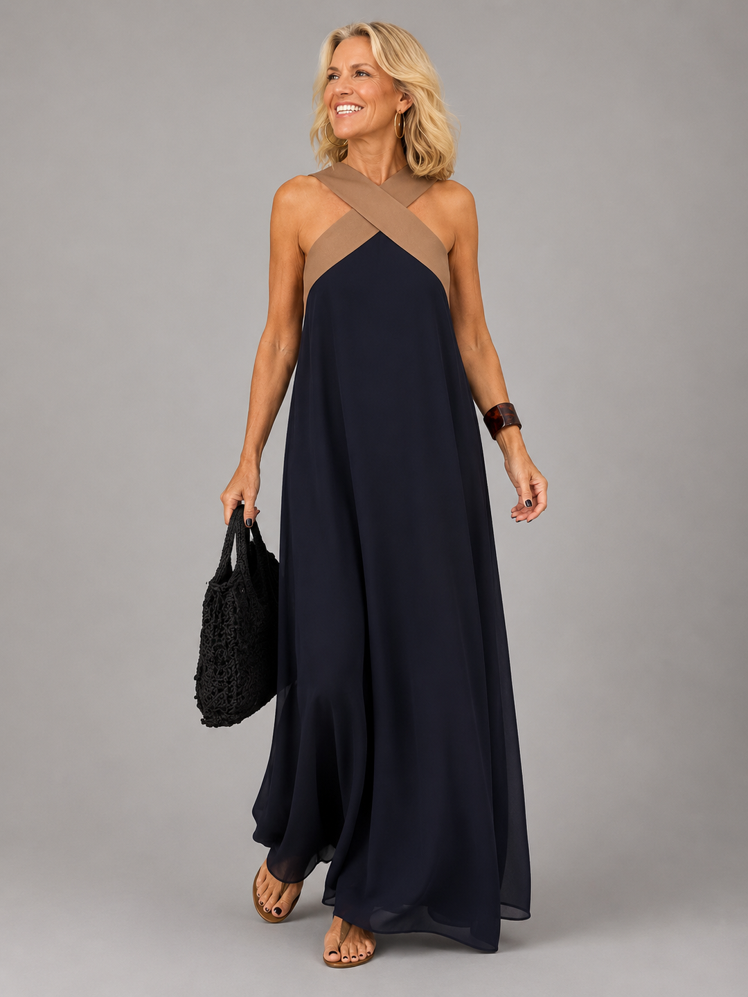 Isla | Cross Elegance Maxi Dress