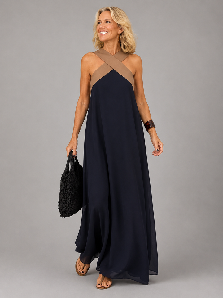 Isla | Cross Elegance Maxi Dress