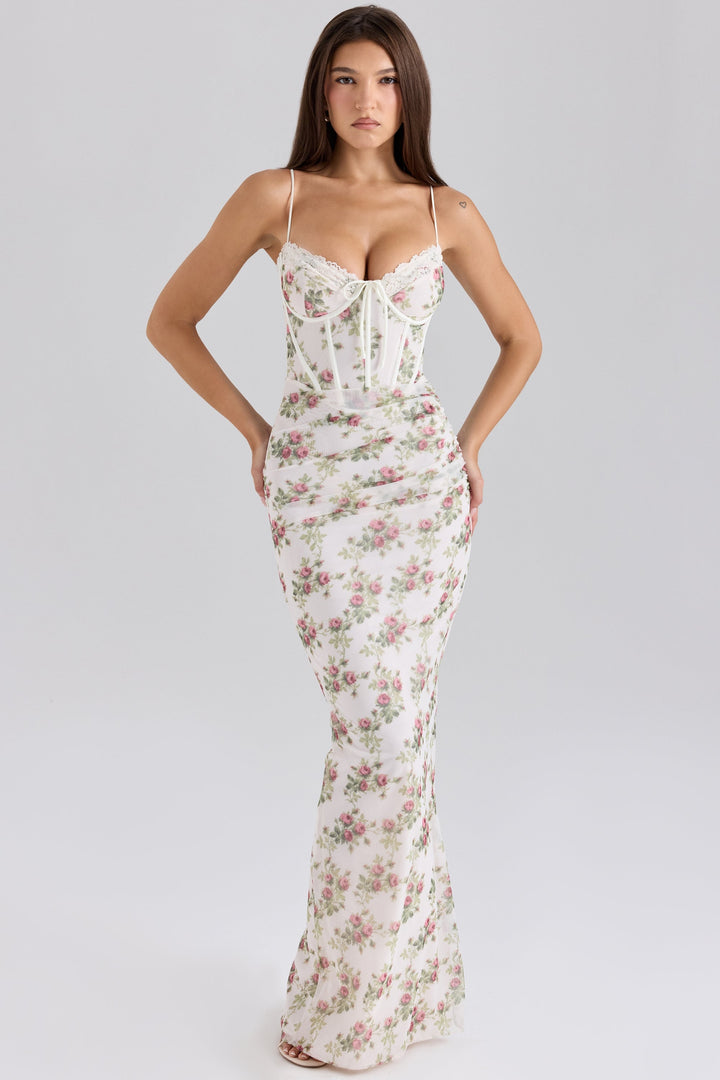 Sharon | Floral Structured Maxi Dress