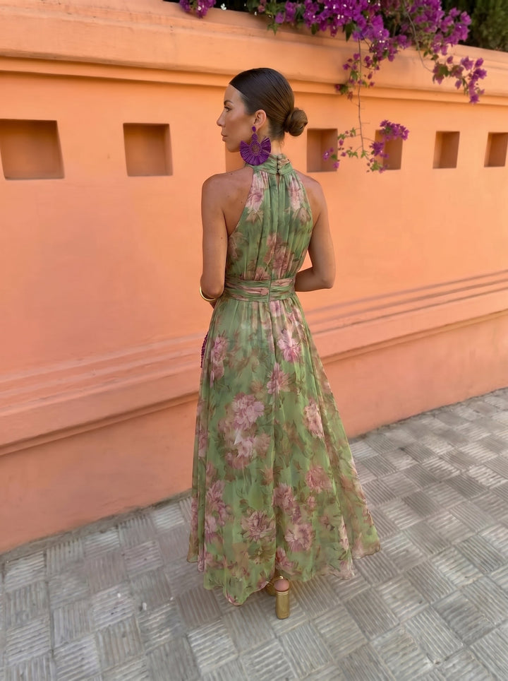 Genevieve | Botanical Deep V Maxi Dress