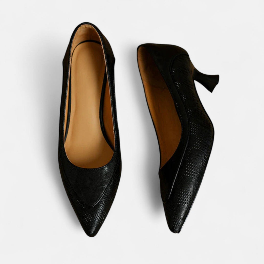Alexandra | Embossed Kitten Heels