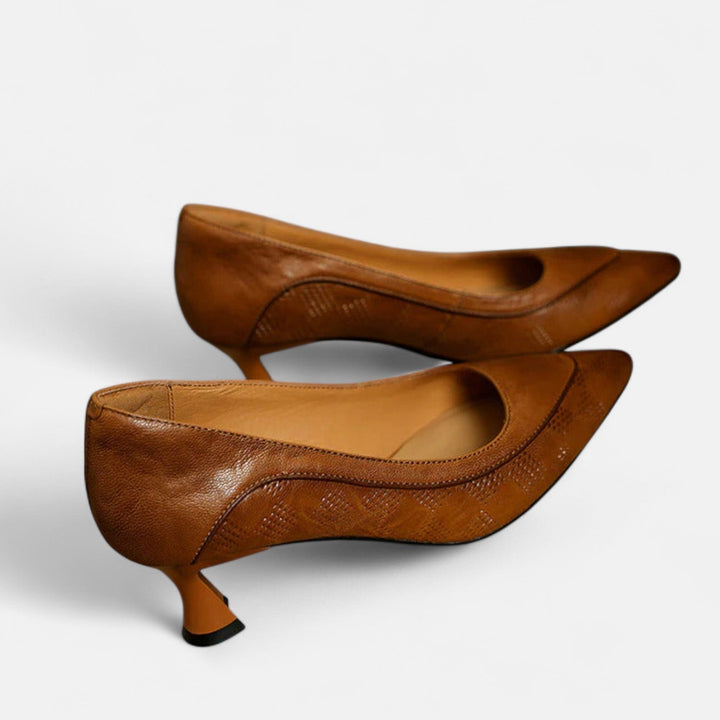 Alexandra | Embossed Kitten Heels