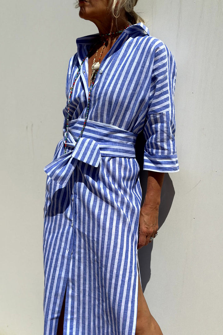 Lucy | Timeless Striped Shirt Dress with Elegant Comfort