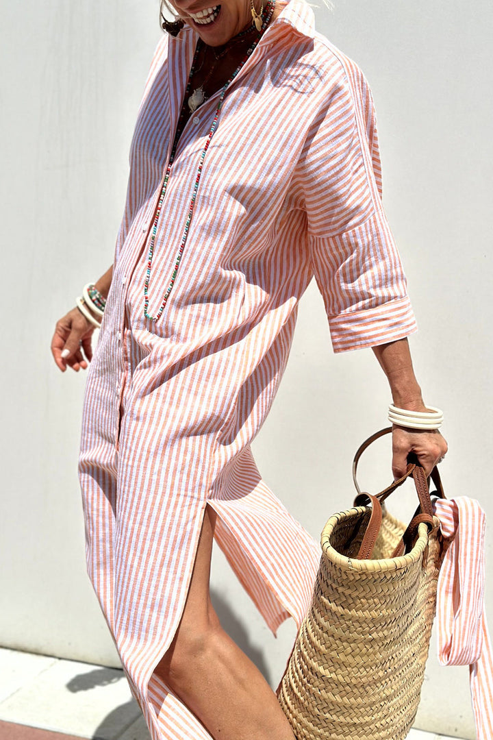 Lucy | Timeless Striped Shirt Dress with Elegant Comfort