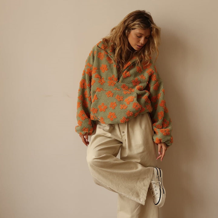 Maribel™ – Cosy Floral Half-Zip Fleece
