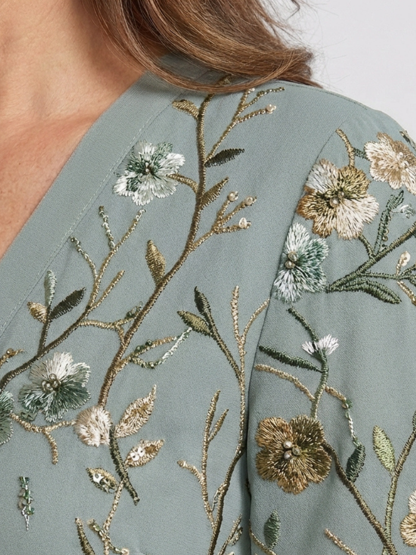 Olivia | Floral V Neck Short Sleeve Maxi Dress