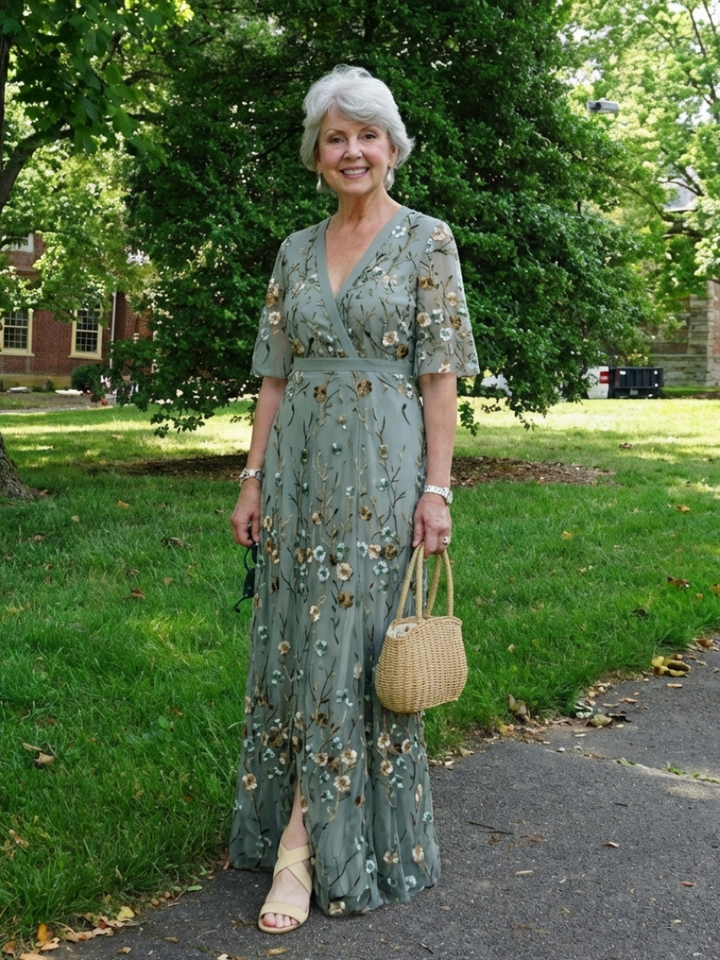 Olivia | Floral V Neck Short Sleeve Maxi Dress