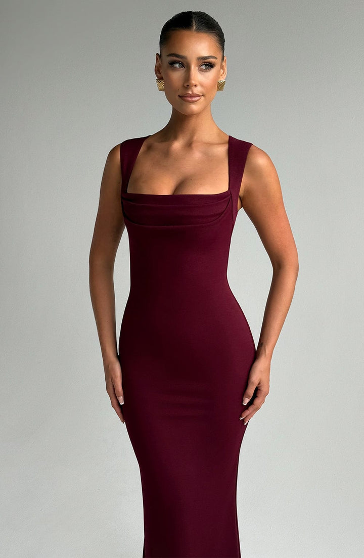 Catherine | Square-Neck Sculpted Maxi Dress