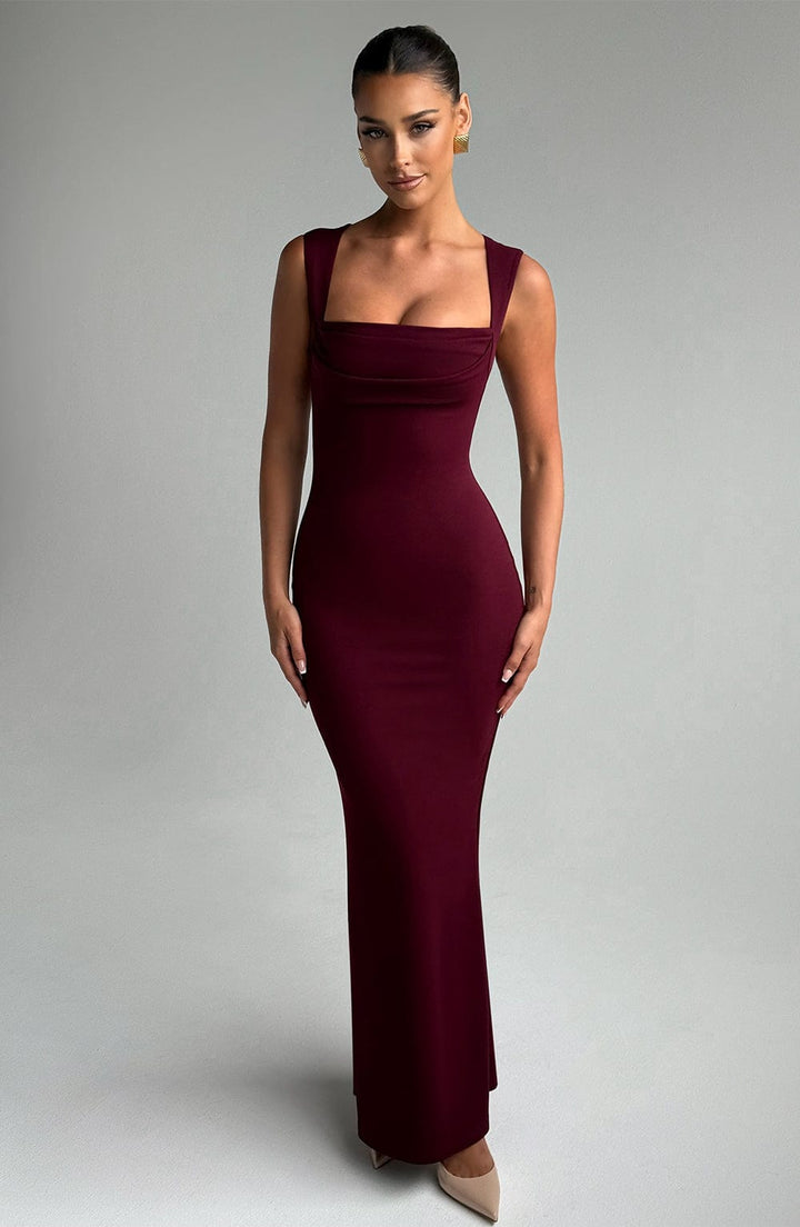 Catherine | Square-Neck Sculpted Maxi Dress