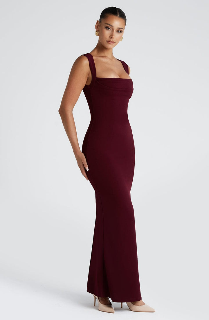Catherine | Square-Neck Sculpted Maxi Dress