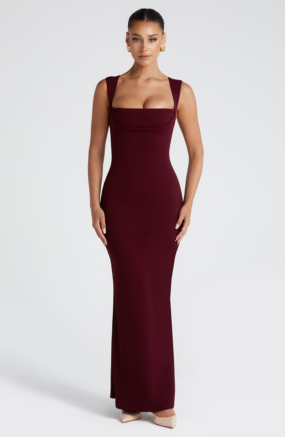 Catherine | Square-Neck Sculpted Maxi Dress