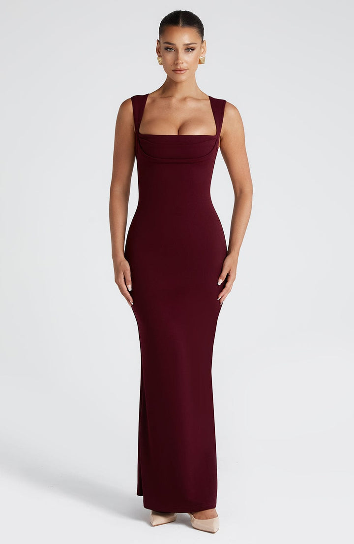 Catherine | Square-Neck Sculpted Maxi Dress