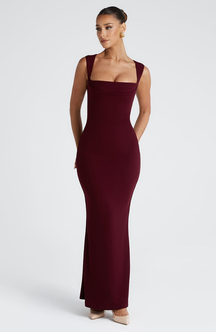 Catherine | Square-Neck Sculpted Maxi Dress