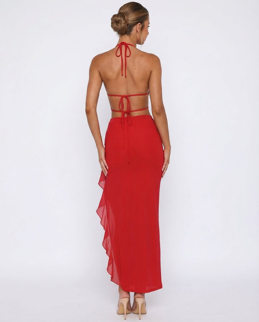 Anne | Open-Back Ruffle Maxi Dress