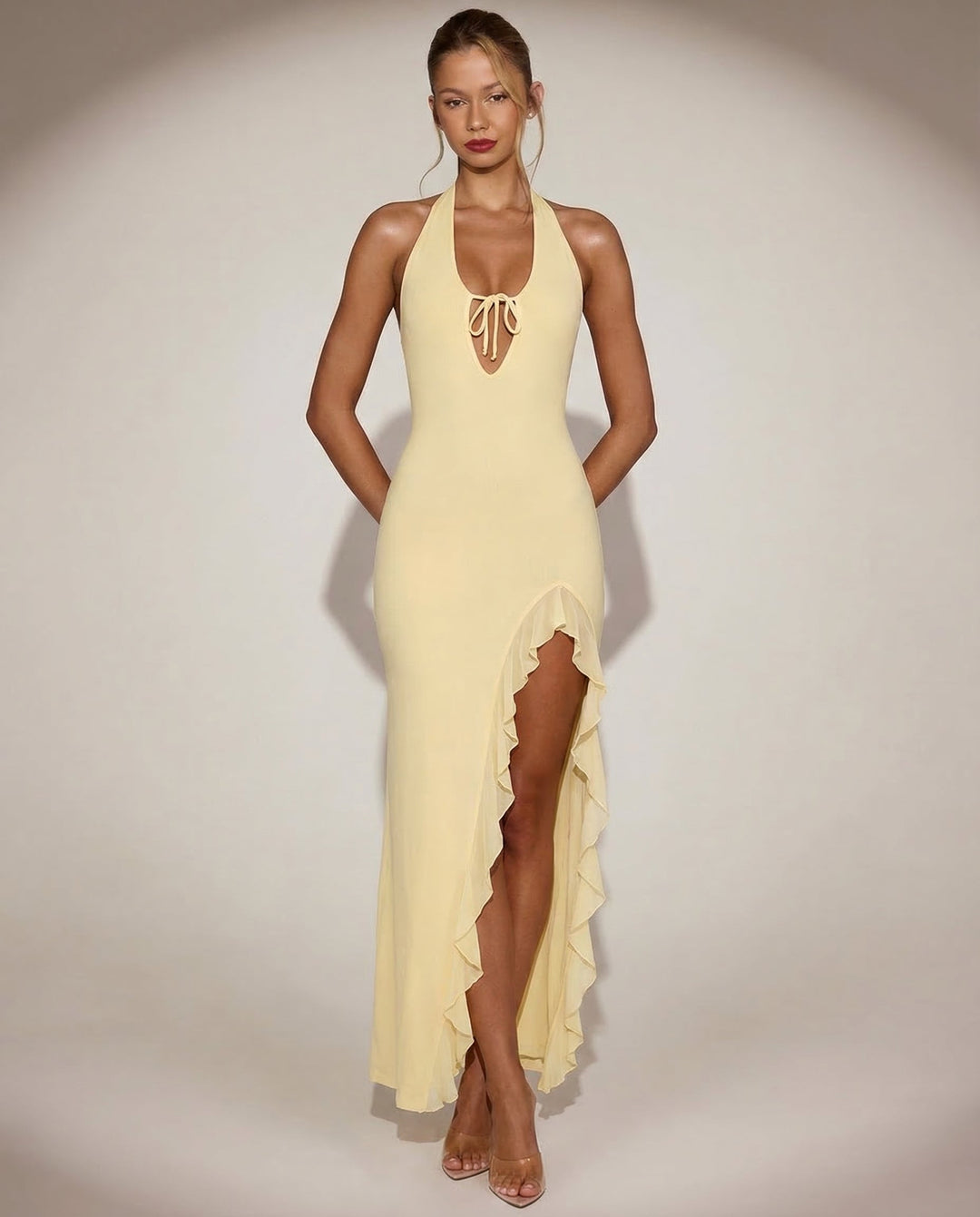 Anne | Open-Back Ruffle Maxi Dress