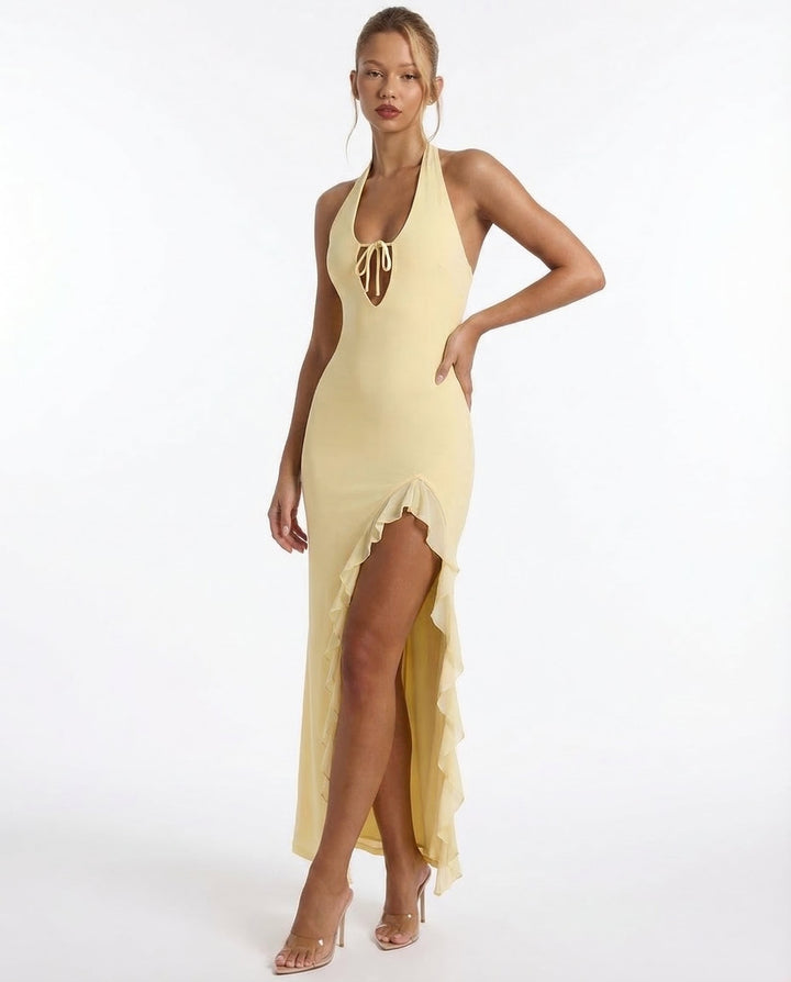 Anne | Open-Back Ruffle Maxi Dress
