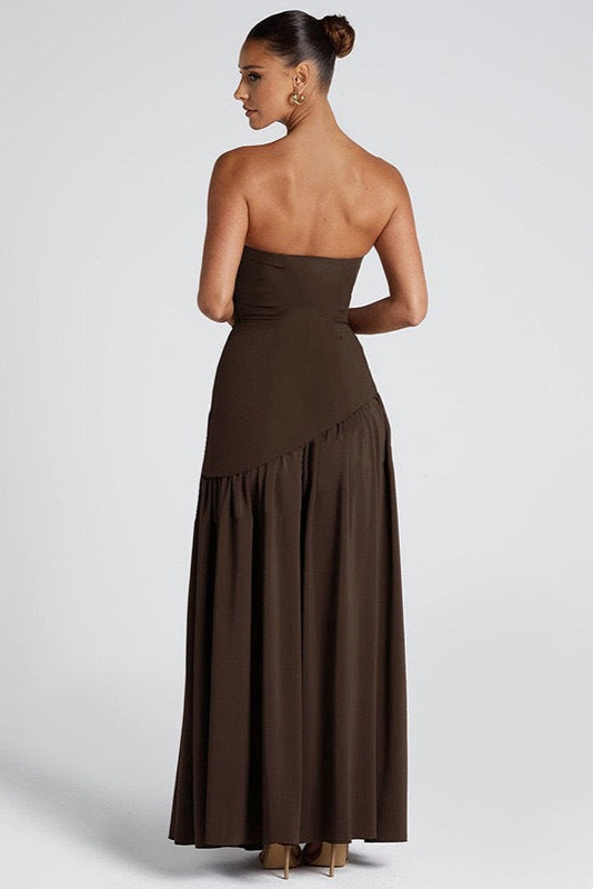 Natalie | Asymmetric Strapless Maxi Dress