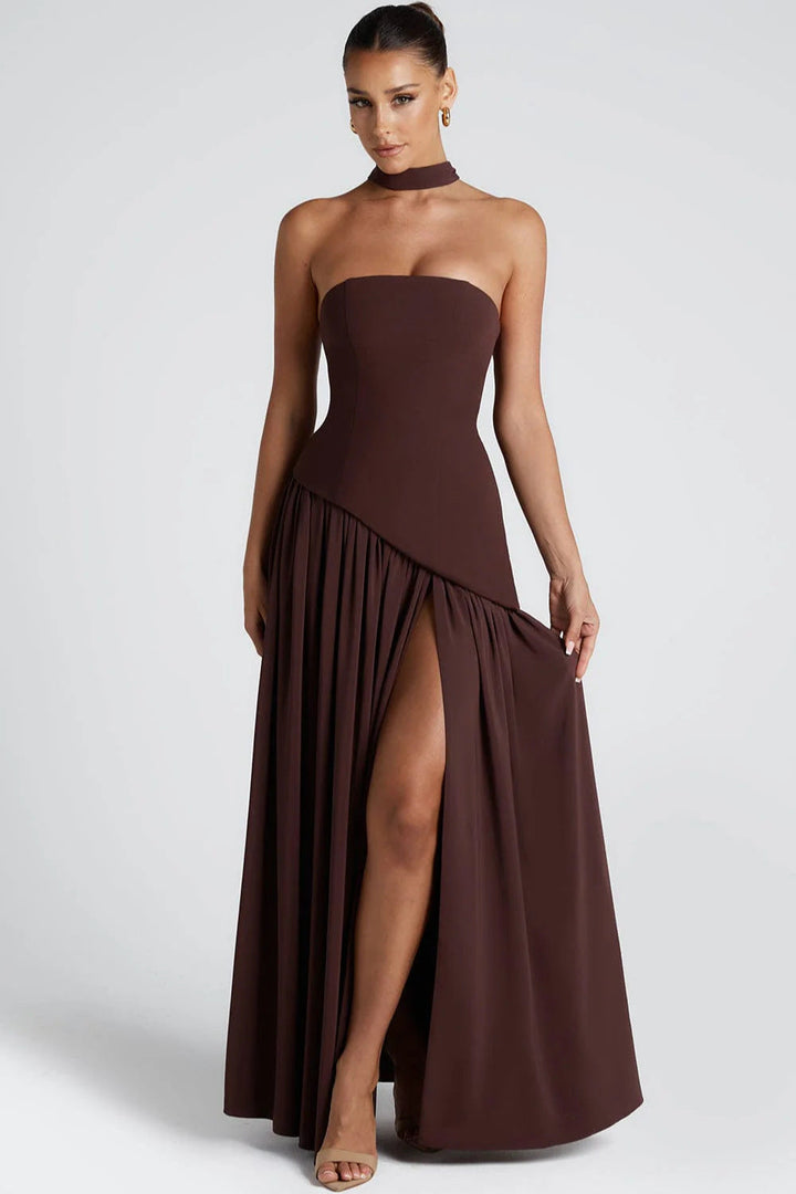 Natalie | Asymmetric Strapless Maxi Dress